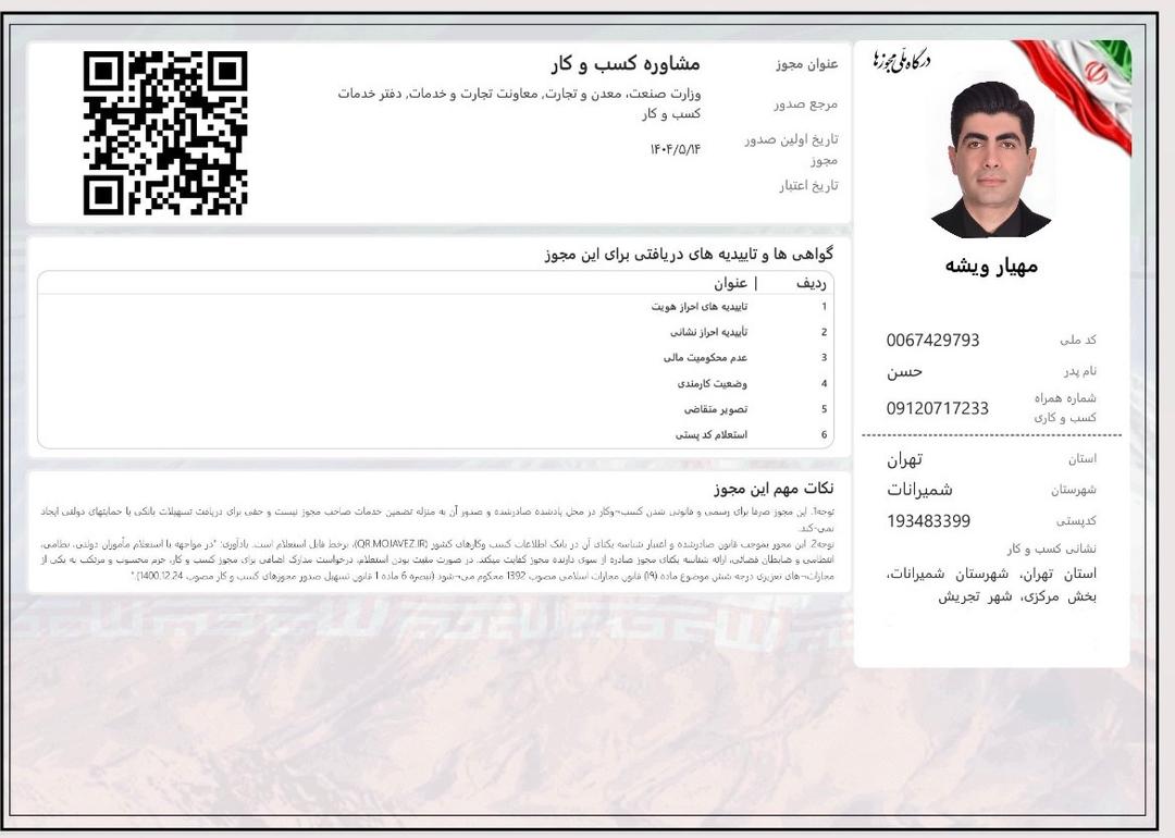 مجوزر مشاوره کسب و کار